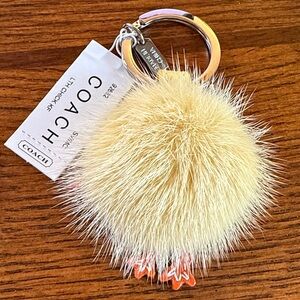 Coach Furry Keychain with Cream and Orange